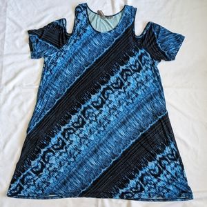 Tie-dye shoulder peek-a-boo t-shirt dress mid length Size 4x Penningtons